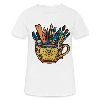 Cheerful mug full of creative tools - Women's Breathable T-Shirt - white - Front - AI Model Female 172 dark (172cm)