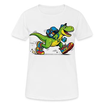 Des dinosaures en route vers l’école - T-shirt respirant Femme - blanc - Devant - AI Model Female 172 dark (172cm)