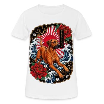 Rhodesian Ridgeback im Japan Tattoo Stil - Frauen T-Shirt atmungsaktiv - Weiß - Vorne - AI Model Female 172 dark (172cm)