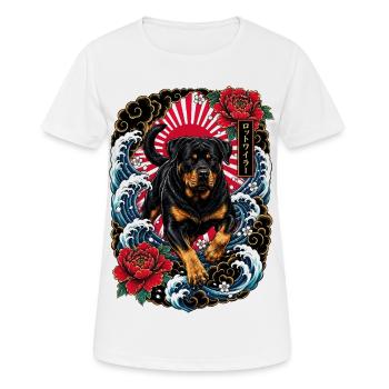 Rottweiler im japanischen Irezumi Tattoo Stil - Frauen T-Shirt atmungsaktiv - Weiß - Vorne - AI Model Female 172 dark (172cm)
