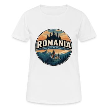Insigne du château de Bran en Roumanie rétro - T-shirt respirant Femme - blanc - Devant - AI Model Female 172 dark (172cm)