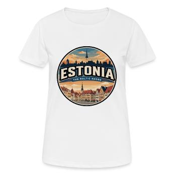 Écusson rétro de la vieille ville de Tallinn en Estonie - T-shirt respirant Femme - blanc - Devant - AI Model Female 172 dark (172cm)