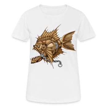 Machine Rétro Tueuse de Piranhas Steampunk - T-shirt respirant Femme - blanc - Devant - AI Model Female 172 dark (172cm)