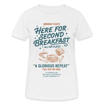 Breakfast Here For Second Breakfast Brunch Coffee - Women's Breathable T-Shirt - white - Front - AI Model Female 172 dark (172cm)