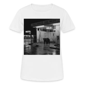 Retro Car Wash Bear Black and White Lost Places Animal - Women's Breathable T-Shirt - white - Front - AI Model Female 172 dark (172cm)