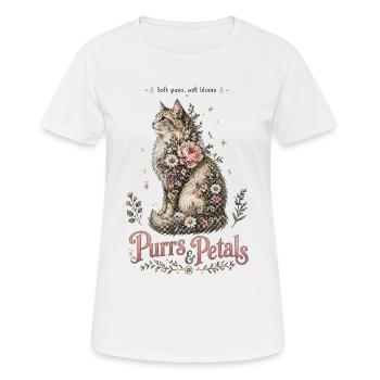 Ronronnements & Pétales – Chat aux Fleurs Romantique - T-shirt respirant Femme - blanc - Devant - AI Model Female 172 dark (172cm)