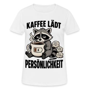 Müder Waschbär braucht dringend mehr Kaffee - Frauen T-Shirt atmungsaktiv - Weiß - Vorne - AI Model Female 172 dark (172cm)