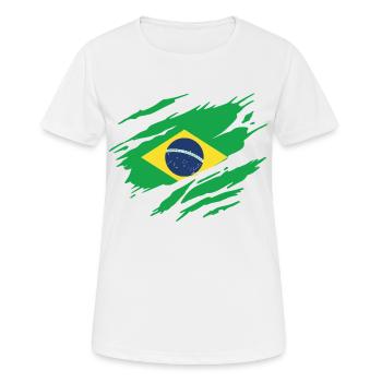 Brésil Drapeau Brésilien Brésilienne - T-shirt respirant Femme - blanc - Devant - AI Model Female 172 dark (172cm)