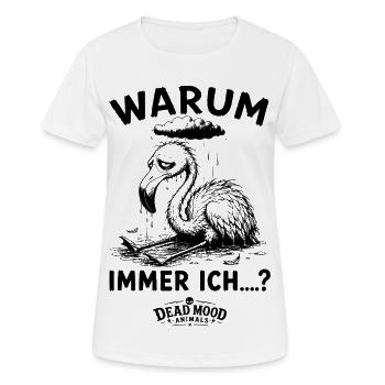 Trauriger Flamingo | Sarkasmus & Schwarzer Humor - Frauen T-Shirt atmungsaktiv - Weiß - Vorne - AI Model Female 172 dark (172cm)