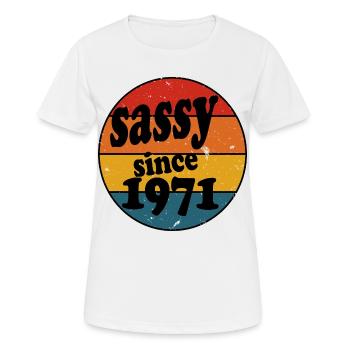 Sassy depuis 1971 Retro Circle - T-shirt respirant Femme - blanc - Devant - AI Model Female 172 dark (172cm)