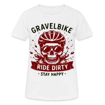 Gravelbike Schädel Ride Dirty Stay Happy - Frauen T-Shirt atmungsaktiv - Weiß - Vorne - AI Model Female 172 dark (172cm)