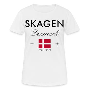 Skagen, Denmark, coordinates, travel, souvenir - Women's Breathable T-Shirt - white - Front - AI Model Female 172 dark (172cm)
