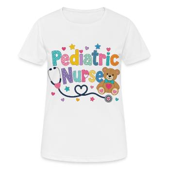Ours en peluche Teddy Nurse Pédiatrique Coloré - T-shirt respirant Femme - blanc - Devant - AI Model Female 172 dark (172cm)