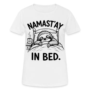 Namast’ay au lit – Paresseux fatigué | Yoga amusant - T-shirt respirant Femme - blanc - Devant - AI Model Female 172 dark (172cm)