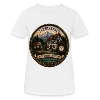 Schwarzwald mit Berge Wald Landschaft Hirsch Uhr - Frauen T-Shirt atmungsaktiv - Weiß - Vorne - AI Model Female 172 dark (172cm)
