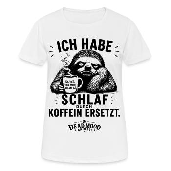 Müdes Faultier mit Kaffee | Lustiger Kaffee Spruch - Frauen T-Shirt atmungsaktiv - Weiß - Vorne - AI Model Female 172 dark (172cm)