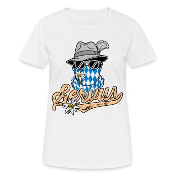 Homme bavarois à lunettes et chapeau bavarois Servus - T-shirt respirant Femme - blanc - Devant - AI Model Female 172 dark (172cm)