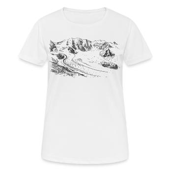 Silhouette de Piz Palü | Bernina Massiv Design | Montagne - T-shirt respirant Femme - blanc - Devant - AI Model Female 172 dark (172cm)