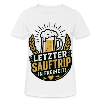 Letzter Sauftrip in Freiheit JGA - Frauen T-Shirt atmungsaktiv - Weiß - Vorne - AI Model Female 172 dark (172cm)
