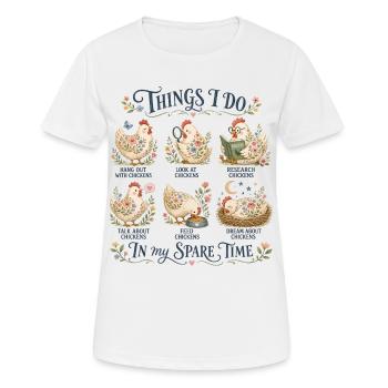 Passion Chickens Humor Farmer Retro - Women's Breathable T-Shirt - white - Front - AI Model Female 172 dark (172cm)