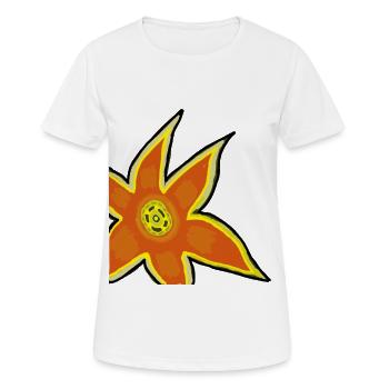 Dessin du contour fleur orange néon - T-shirt respirant Femme - blanc - Devant - AI Model Female 172 dark (172cm)
