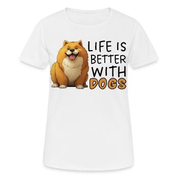 Life Is Better With Dogs Pembroke Welsh Corgi - Women's Breathable T-Shirt - white - Front - AI Model Female 172 dark (172cm)