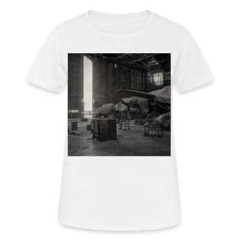 Vintage Airplane Hangar Photography Noir Animal - Women's Breathable T-Shirt - white - Front - AI Model Female 172 dark (172cm)