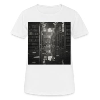 Bibliothèque Lost Place Art Noir Blanc Héron - T-shirt respirant Femme - blanc - Devant - AI Model Female 172 dark (172cm)