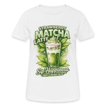 Latte Matcha à la Fraise Bliss - T-shirt respirant Femme - blanc - Devant - AI Model Female 172 dark (172cm)