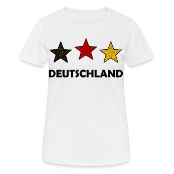 Drei farbige Sterne Deutschland - Frauen T-Shirt atmungsaktiv - Weiß - Vorne - AI Model Female 172 dark (172cm)