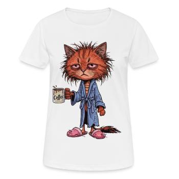 Chat Café Fatigué - T-shirt respirant Femme - blanc - Devant - AI Model Female 172 dark (172cm)