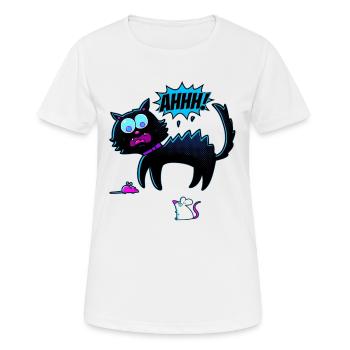 Chat effrayé par la souris - T-shirt respirant Femme - blanc - Devant - AI Model Female 172 dark (172cm)