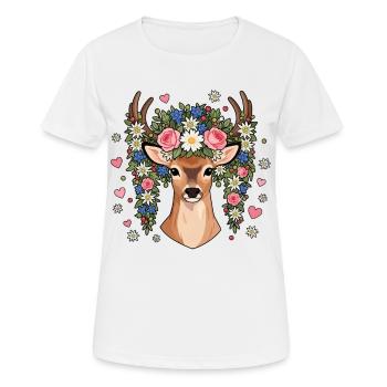 Festival folklorique Hirsch Edelweiss Hearts Costumes traditionnels - T-shirt respirant Femme - blanc - Devant - AI Model Female 172 dark (172cm)
