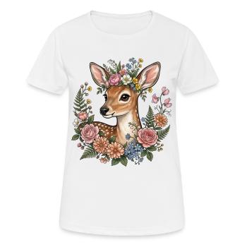 Festival folklrique des fleurs de fauve cerf Costumes traditionnels Femmes de remplacement - T-shirt respirant Femme - blanc - Devant - AI Model Female 172 dark (172cm)