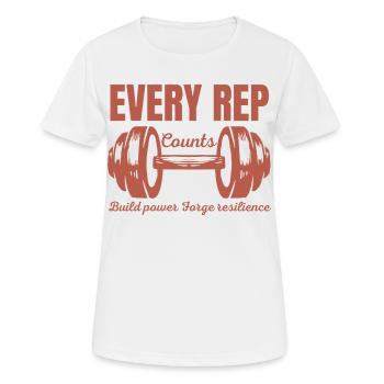 Every Rep Counts Barbell Fitness Gym Motivation - Women's Breathable T-Shirt - white - Front - AI Model Female 172 dark (172cm)