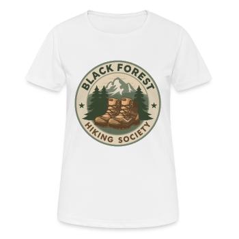 Black Forest Hiking Society | Vintage Badge - Frauen T-Shirt atmungsaktiv - Weiß - Vorne - AI Model Female 172 dark (172cm)