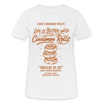 Breakfast Life Is Better With Cinnamon Rolls - Women's Breathable T-Shirt - white - Front - AI Model Female 172 dark (172cm)