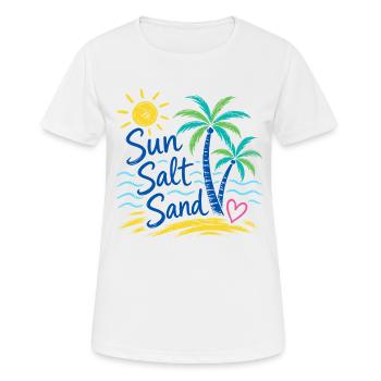 Sun Salt Sand – Summer Beach Palm Tree Design - Women's Breathable T-Shirt - white - Front - AI Model Female 172 dark (172cm)
