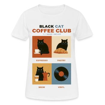 Black Cat Coffee Club Panels - T-shirt respirant Femme - blanc - Devant - AI Model Female 172 dark (172cm)