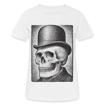 Crâne avec chapeau melon - T-shirt respirant Femme - blanc - Devant - AI Model Female 172 dark (172cm)