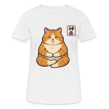 Funny Meditating Cat Yoga Mum Gift - Women's Breathable T-Shirt - white - Front - AI Model Female 172 dark (172cm)
