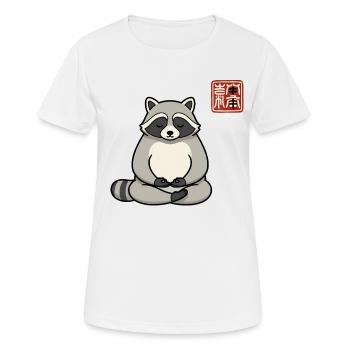 Funny Meditating Raccoon Zen Humour Gift - Women's Breathable T-Shirt - white - Front - AI Model Female 172 dark (172cm)