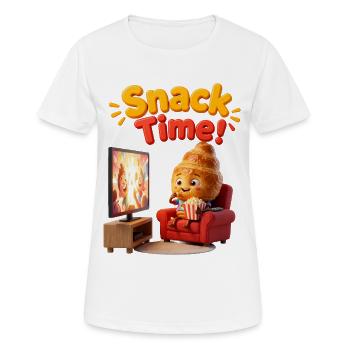 Heure du goûter : Croissant au cinéma - T-shirt respirant Femme - blanc - Devant - AI Model Female 172 dark (172cm)