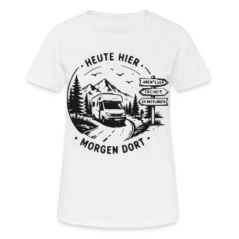 Morgen Dort Abenteuerpfad - Frauen T-Shirt atmungsaktiv - Weiß - Vorne - AI Model Female 172 dark (172cm)