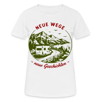 Neue Wege – Camperabenteuer am Berg - Frauen T-Shirt atmungsaktiv - Weiß - Vorne - AI Model Female 172 dark (172cm)
