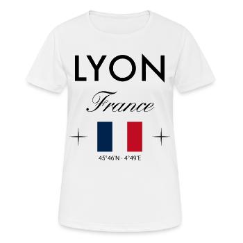 Lyon Frankreich Koordinaten Reise Souvenir - Frauen T-Shirt atmungsaktiv - Weiß - Vorne - AI Model Female 172 dark (172cm)