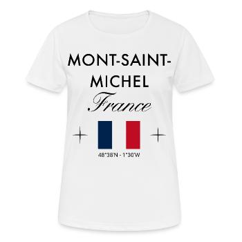 Mont Saint Michel Frankreich Koordinaten Reise - Frauen T-Shirt atmungsaktiv - Weiß - Vorne - AI Model Female 172 dark (172cm)