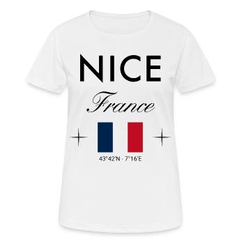 Nice, France, Coordonnées Souvenir de voyage - T-shirt respirant Femme - blanc - Devant - AI Model Female 172 dark (172cm)
