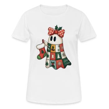 Fantôme patchwork avec quilt de Noël - T-shirt respirant Femme - blanc - Devant - AI Model Female 172 dark (172cm)