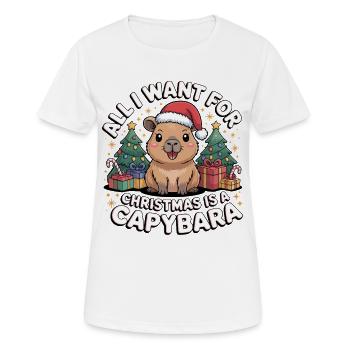 Vœu de Noël capybara - T-shirt respirant Femme - blanc - Devant - AI Model Female 172 dark (172cm)